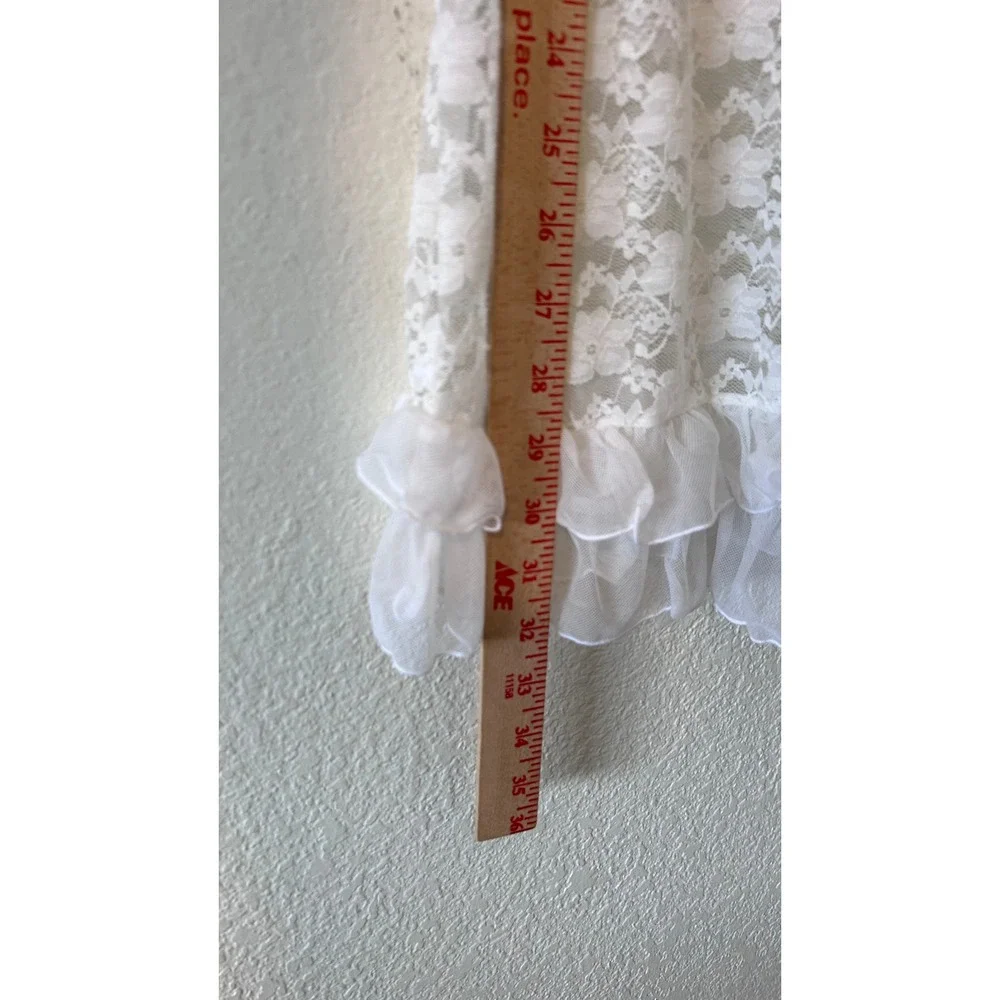 In Bloom by‎ Jonquil White Floral Lace Feminine Racerback Chemise Nightgown SZ M